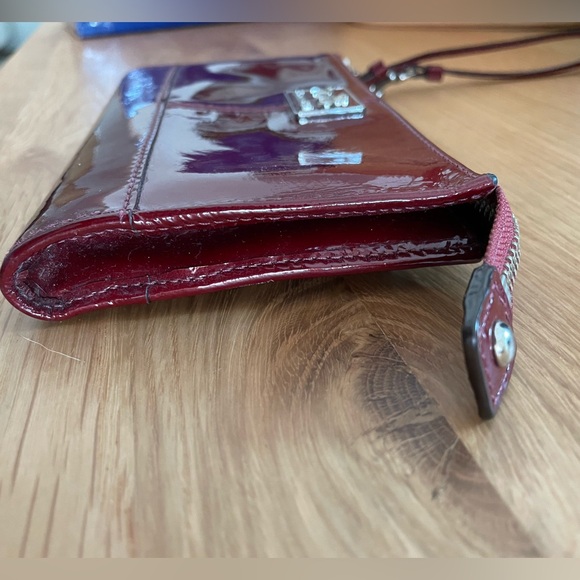 Vintage Coach Wristlet Clutch Wallet - Wine Red Patent Leather - Picture 5 of 7